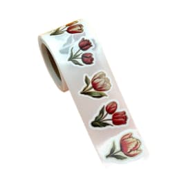 250Pcs/1 Roll Tulip Flowers Beautiful Flowers Sticker Decoration Gift Box Sticker Label Stationery Sticker