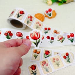250Pcs/1 Roll Tulip Flowers Beautiful Flowers Sticker Decoration Gift Box Sticker Label Stationery Sticker