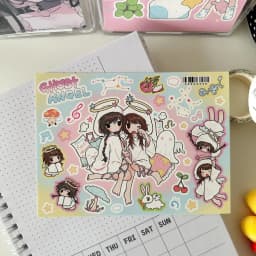 Korean Anime Character Stickers Cartoon Demon Boy Angel Girl Sticker Cute Journal Diary Scrapbook Diy Decorative Stickers