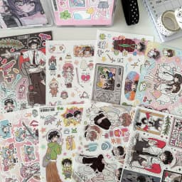 Korean Anime Character Stickers Cartoon Demon Boy Angel Girl Sticker Cute Journal Diary Scrapbook Diy Decorative Stickers