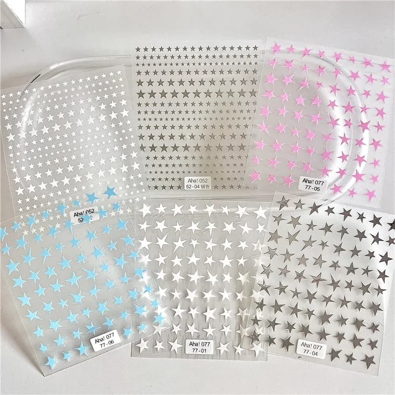 1pcs 5D Kawaii Colorful Star Nail Art Stickers, Self Adhesive Star Nail Decals, DIY Manicure Decoration Accessories