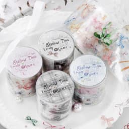 Journal GO 4.5cmx2m Cute Clips Ribbon Bow Patterned Tape Sticker for Collage Junk Journal Craft diy Scrapbook decor Masking Tap