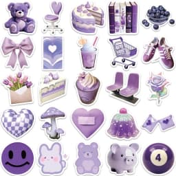 10/30/56PCS Cartoon Purple PVC Sticker Aesthetic Korean Decoration Scrapbooking Stationery School Supplies