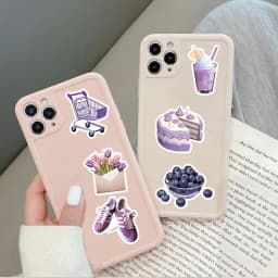 10/30/56PCS Cartoon Purple PVC Sticker Aesthetic Korean Decoration Scrapbooking Stationery School Supplies