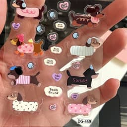 1pc Cute Cartoon Dachshund 3D Jelly Stickers Transparent Resin Gel Self-adhesive Decoration For DIY Phone Cases Tablet Computers