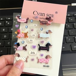 1pc Cute Cartoon Dachshund 3D Jelly Stickers Transparent Resin Gel Self-adhesive Decoration For DIY Phone Cases Tablet Computers