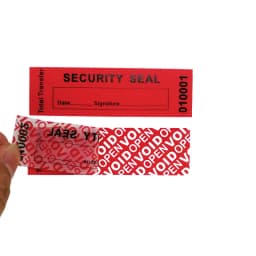 100pcs red high safety Guarantee protection sticker (90X25MM) Security seal tamper-proof guarantee invalid serial number sticker