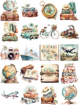 20Pcs/Pack Travel Diary Sticker DIY Craft Scrapbooking Album Junk Journal Decorative Stickers