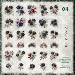 JIANWU Night Falls Series Vintage Dark Flower Character Landscape Material Collage PET Sticker Creative DIY Journal Stationery