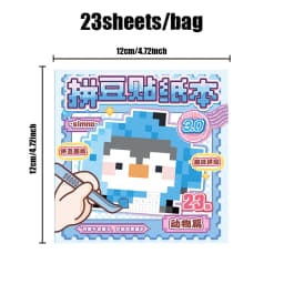 Mr. Paper 23pcs Pixel Bead Sticker Book 3.0 - 3D Pixel Journal Supplies, Creative Bean Collage Decor, Fun Stationery Stickers