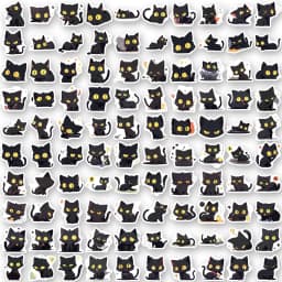 100PCS Black Cat Family Cartoon Stickers Cat Exquisite Handbooks Material Phone Cases Laptop Suitcases Water Cups Waterproof