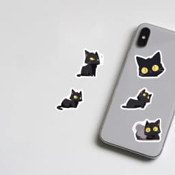100PCS Black Cat Family Cartoon Stickers Cat Exquisite Handbooks Material Phone Cases Laptop Suitcases Water Cups Waterproof