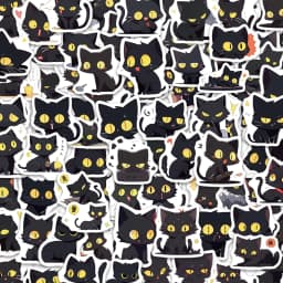 100PCS Black Cat Family Cartoon Stickers Cat Exquisite Handbooks Material Phone Cases Laptop Suitcases Water Cups Waterproof