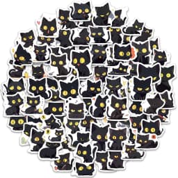 100PCS Black Cat Family Cartoon Stickers Cat Exquisite Handbooks Material Phone Cases Laptop Suitcases Water Cups Waterproof