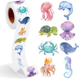 500Pcs /1 Rolls 2.5cm/1inch Butterfly Flower Shaped Sticker Decoration Gift Box Sticker Label Stationery Sticker
