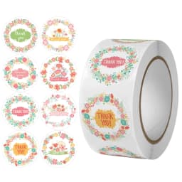 500pcs Labels Roll Flower Thank You Stickers Scrapbooking For Gift Decoration Stationery Sticker Seal Label Handmade Sticker