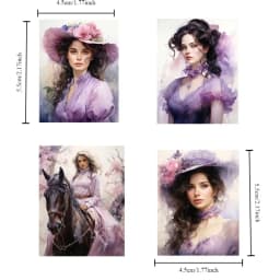 Stickers Watercolor Retro Purple Victoria Garden Girl Stickers DIY Scrapbook Diary Project Decoration Vintage Scrapbooking