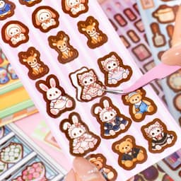TIANZI 3D Scene Cartoon Landscape Stickers Book Collection Stacking Sticker Stereoscopic Hut DIY Cute Scenic Sticker Set Gift