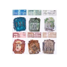 20pcs/1lot Kawaii Scrapbook Stickers Window Museum Junk Journal Gold Planner Stationery Sticker Planner Decorative