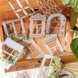 20pcs/1lot Kawaii Scrapbook Stickers Window Museum Junk Journal Gold Planner Stationery Sticker Planner Decorative