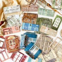 20pcs/1lot Kawaii Scrapbook Stickers Window Museum Junk Journal Gold Planner Stationery Sticker Planner Decorative