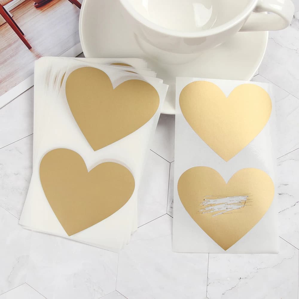 50Pcs/Set Cute Love Pentagram Shape Scratch Card Sticker DIY Postcard Wedding Gift Self-adhesive Coating Sticker Color Multi-use