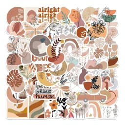 10/30/50PCS Kawaii Bohemian Flower Sticker Aesthetic PVC Decoration Scrapbooking Stationery School Supplies