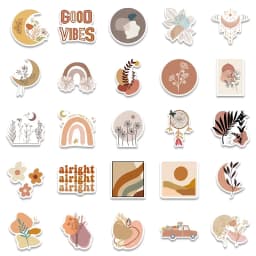 10/30/50PCS Kawaii Bohemian Flower Sticker Aesthetic PVC Decoration Scrapbooking Stationery School Supplies