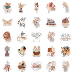 10/30/50PCS Kawaii Bohemian Flower Sticker Aesthetic PVC Decoration Scrapbooking Stationery School Supplies