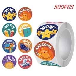 100-500Pcs Round Animal Stickers,16 Designs Animal Cartoon Teacher Reward Stickers for Kids, Party Decor Sticker for School Home