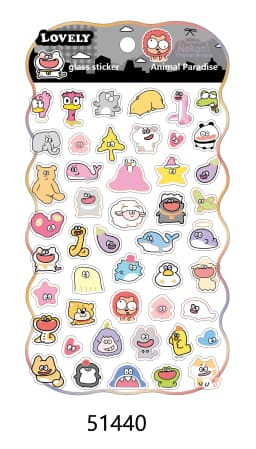 Korean Import NEKONI Lovely Rice Ball Pets Laser Glass Stickers Scrapbooking Diy Journal Sticker Stationery Decor School Gift