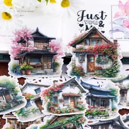 15pcs Cute Journal Notebook Stickers - Flower Meets Southern China, Retro and Cute Designs Waterproof Stationery Supplies