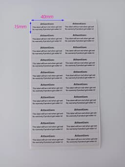 Size 40x15 mm Leakage Detection Sticker Label Stickers That Turn Red When Get Wet Product Warranty Label Warning Stickers