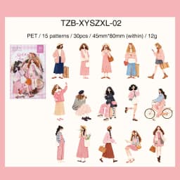 JIANWU Sunward Growth Series Vintage Girl Character Landscape Material Collage PET Sticker Creative DIY Journal Stationery