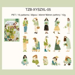 JIANWU Sunward Growth Series Vintage Girl Character Landscape Material Collage PET Sticker Creative DIY Journal Stationery