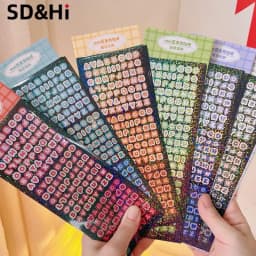 4Sheets/Pack Alphabet Sticker Bling Letter Gift Decorate Photocard Scrapbooking DIY Photo Album Stationery Supplies
