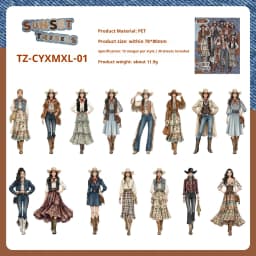 JIANWU Vintage Western Cowboy Character Landscape Material Collage Scrapbooking PET Sticker Creative DIY Journal Stationery