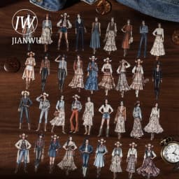 JIANWU Vintage Western Cowboy Character Landscape Material Collage Scrapbooking PET Sticker Creative DIY Journal Stationery