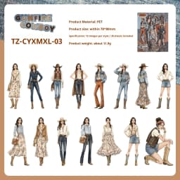 JIANWU Vintage Western Cowboy Character Landscape Material Collage Scrapbooking PET Sticker Creative DIY Journal Stationery