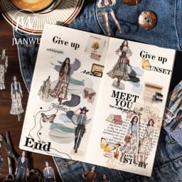 JIANWU Vintage Western Cowboy Character Landscape Material Collage Scrapbooking PET Sticker Creative DIY Journal Stationery