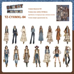JIANWU Vintage Western Cowboy Character Landscape Material Collage Scrapbooking PET Sticker Creative DIY Journal Stationery