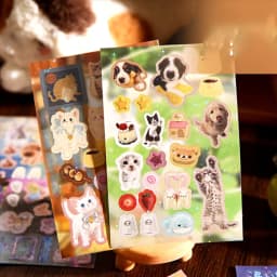 Mr. Paper 30pcs Vintage Style Pet Food Theme Sticker Book,Starry Lamination & Full Die-Cut Craft, Self-Adhesive Journal Supplies
