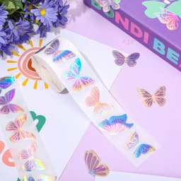 500pcs Laser Butterfly Stickers Cute Gift Box Thank You Stickers Packaging Decoration Adhesive Labels Stationery Sticker