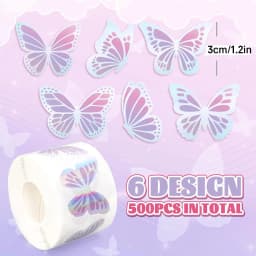 500pcs Laser Butterfly Stickers Cute Gift Box Thank You Stickers Packaging Decoration Adhesive Labels Stationery Sticker