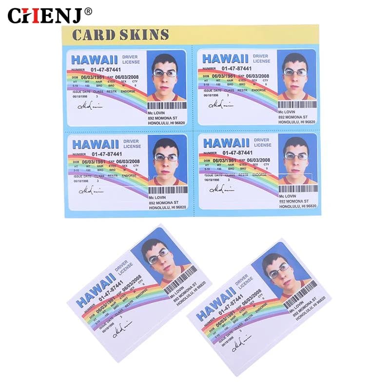 1/4PCS Mclovin Bank Credit Cards Bus Pass Stickers Cool Decoration Waterproof Card Driver's License Credit Card Sticker