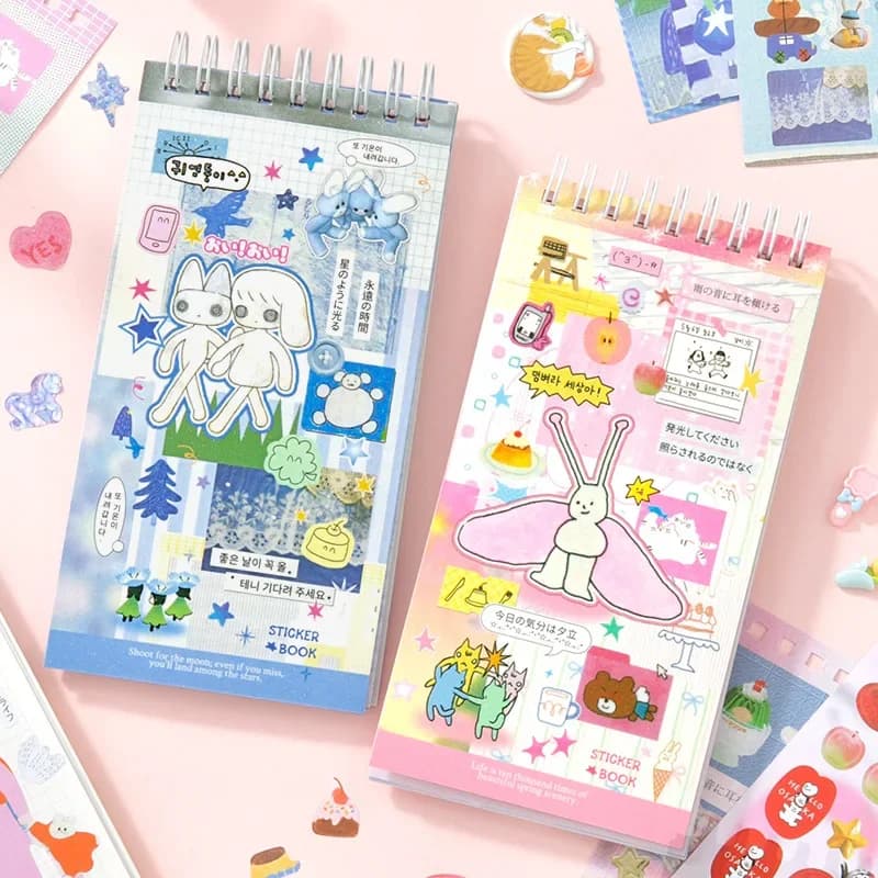 Ins Hand Account Scrapbook Stickers Cartoon PET Sticker Book Diy Diary Decoration School Supply Creative Stationery Stickers