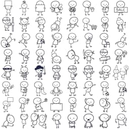 66PCS Q Version of Small Character Painting Stickers Cartoon Cafe Scrapbook Stationery Water DIY Bottle Laptop Decals Sticker