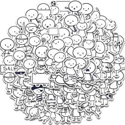 66PCS Q Version of Small Character Painting Stickers Cartoon Cafe Scrapbook Stationery Water DIY Bottle Laptop Decals Sticker
