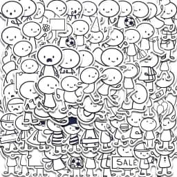 66PCS Q Version of Small Character Painting Stickers Cartoon Cafe Scrapbook Stationery Water DIY Bottle Laptop Decals Sticker