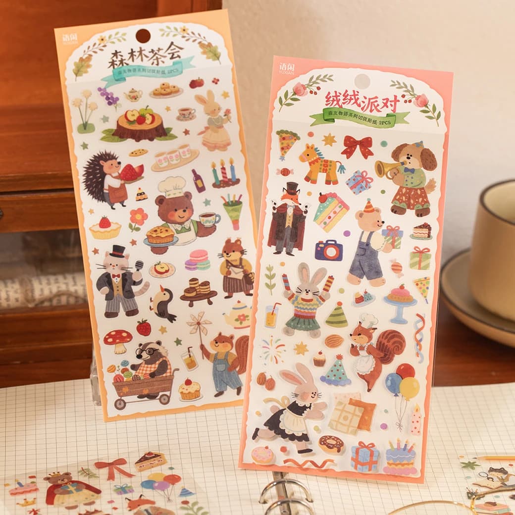 2sheets Forest Cute Friends Series Kawaii Cartoon Animal Die Cutting PET Stickers DIY Diary Phone Case Scrapbook Stickers